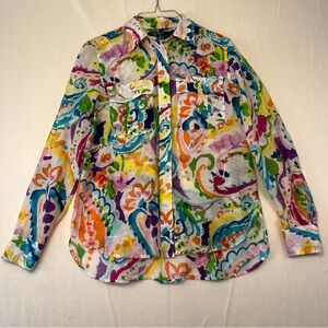 Silk and cotton Lauren Ralph Lauren Small abstract colorful button up